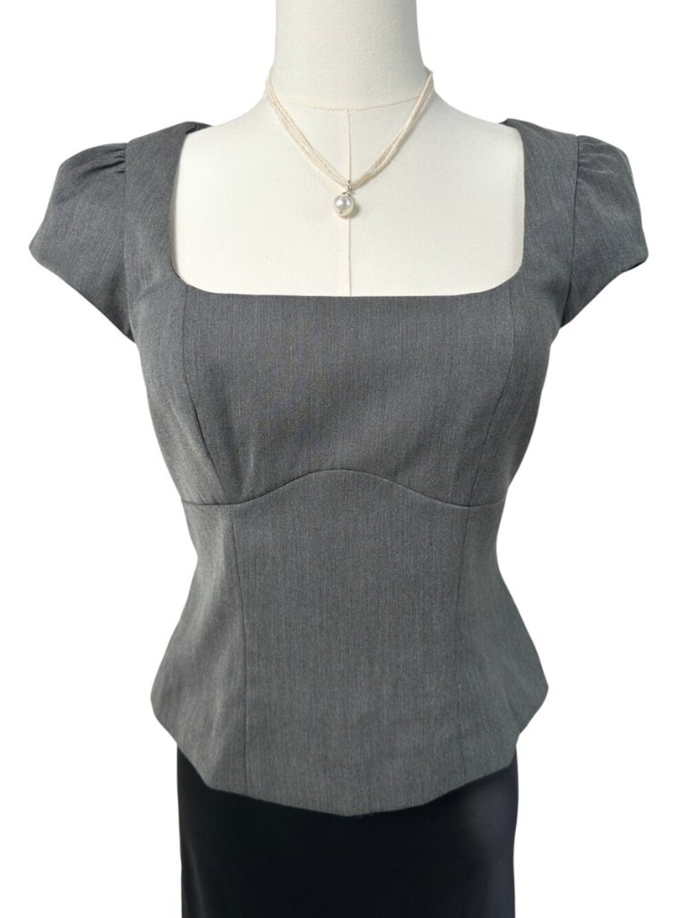Reformation Maud Two Piece Grey Puff Sleeve Tailored Top ONLY 0